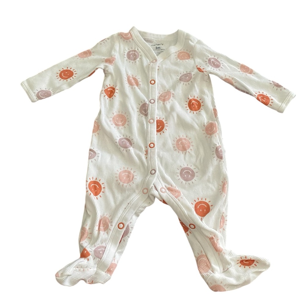 Carter's Baby Sun and Moon Footed Onesie - White and Orange